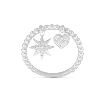 White Sapphire Round Ring, Sterling Silver