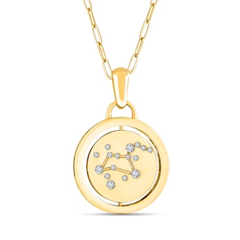 14K Yellow and White Gold Leo Zodiac and Constellation Rotary Pendant