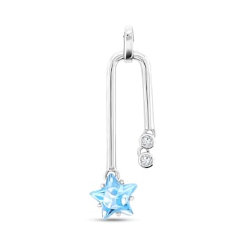 18K White Gold Aquamarine and Diamond Pendant 1.94ctw