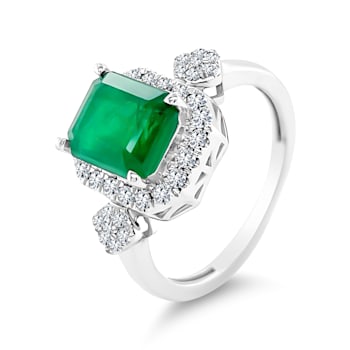 14K White Gold Emerald and Diamond Ring 2.49ctw