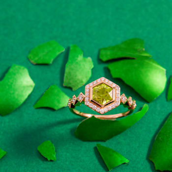 18K Yellow Gold Peridot and Diamond Ring 1.33ctw
