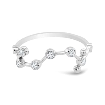 18K Gold Diamond Aquarius Zodiac Ring 0.16ctw