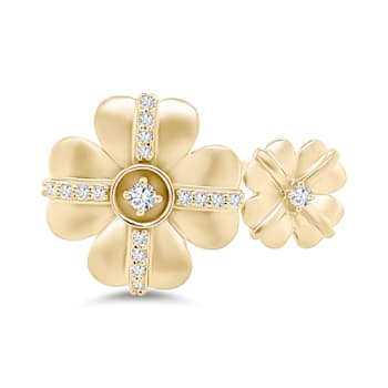 18K Yellow Gold Diamond Floral Ring  .14ctw