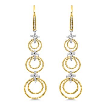 18K Yellow Gold Drop Dangle Diamond Earrings 0.54ctw