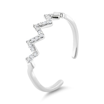 18K White Gold Diamond Adjustable Ring  .11ctw.  Adjusts from size 6 to 8.