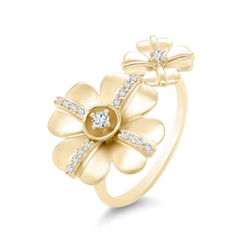18K Yellow Gold Diamond Floral Ring  .14ctw
