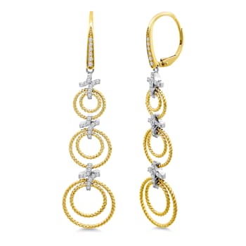 18K Yellow Gold Drop Dangle Diamond Earrings 0.54ctw