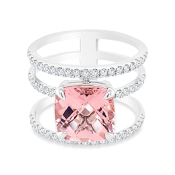 18K White Gold Pink Tourmaline and Diamond Ring 3.57ctw