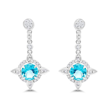 18K White Gold Apatite and Diamond Earrings 3.14ctw