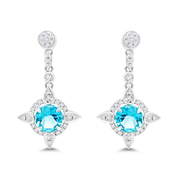 18K White Gold Apatite and Diamond Earrings 3.14ctw