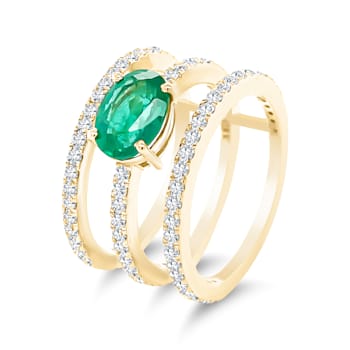 18K Yellow Gold Emerald and Diamond Ring 2.32ctw