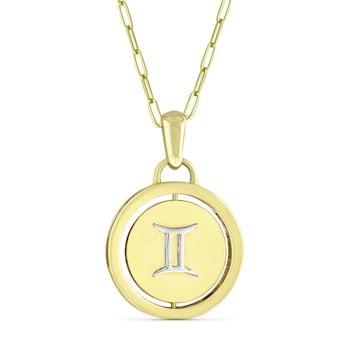 Yellow gold Plate over Sterling Silver Gemini Zodiac Constellation Pendant