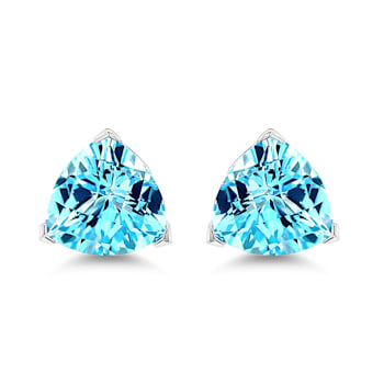 14K White Gold Blue Topaz Earrings