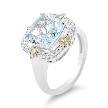 18K White Gold Aquamarine and Diamond Ring 3.40ctw