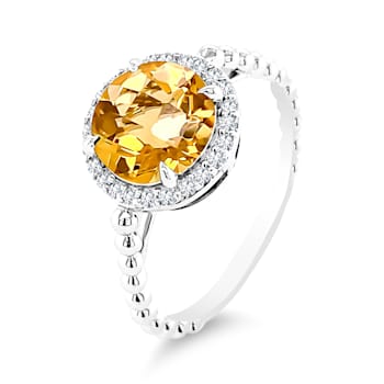 18K White Gold Citrine and Diamond Ring 1.94ctw