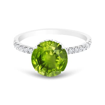 14K White Gold Peridot and Diamond Ring 2.53ctw