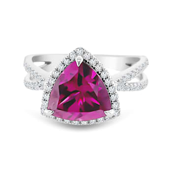18K White Gold Rhodolite Garnet and Diamond Ring 3.61ctw