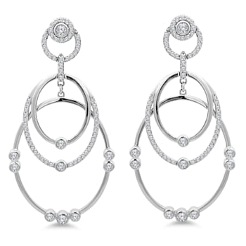 18K White Gold Dangle Diamond Earrings 1.20ctw