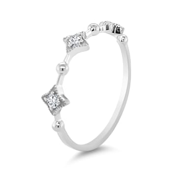18K Petite White Gold Diamond Ring  .11ctw