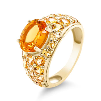 14K Yellow Gold Spessartite and Diamond Ring 5.13ctw