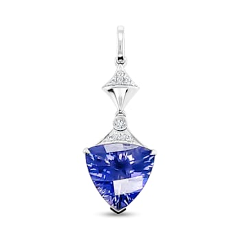18K White Gold Iolite and Diamond Pendant 4.14ctw