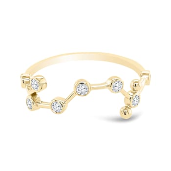 18K Gold Diamond Aquarius Zodiac Ring 0.16ctw