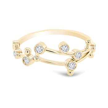 14K Gold Diamond Leo Zodiac Constellation Ring .19ctw
