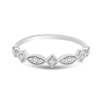 18K Petite White Gold Diamond Ring  .19ctw