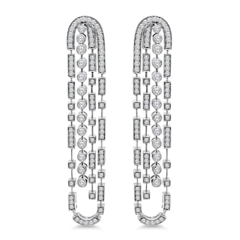 18K White Gold Drop Dangle Diamond Earrings 2.55ctw