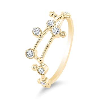 14K Gold Diamond Leo Zodiac Constellation Ring .19ctw