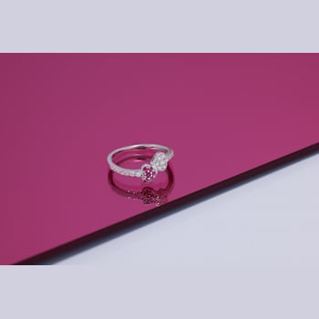 18K White Gold Ruby Ring with 0.26ctw Diamonds
