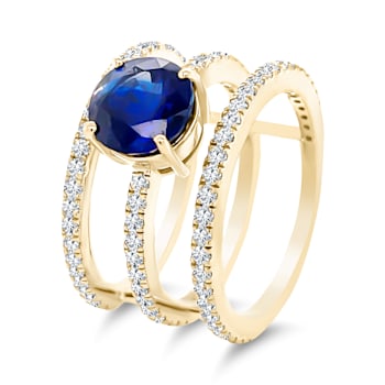 18K Yellow Gold Kyanite and Diamond Ring 3.43ctw