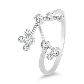 18K Gold Diamond Aries Zodiac Constellation Ring .13ctw