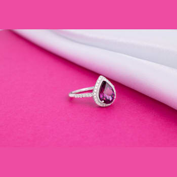 14K White Gold Rhodolite and Diamond Ring 2.88ctw