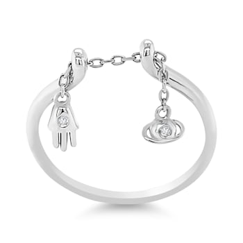 White Sapphire Round Ring, Sterling Silver