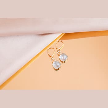 18K Yellow Gold Sky Blue Topaz and Diamond Earrings 14.59ctw