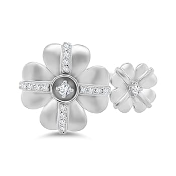 18K White Gold Diamond Floral Ring  .14ctw