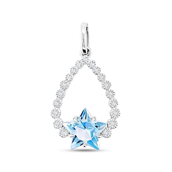 18K White Gold Aquamarine and Diamond Pendant 2.92ctw