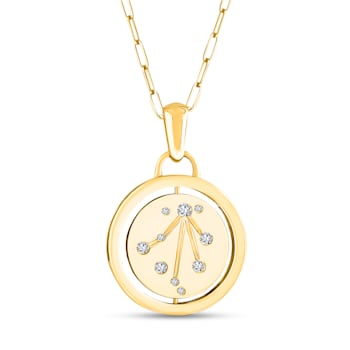 14K Yellow and White Gold Libra Zodiac and Constellation Rotary Pendant