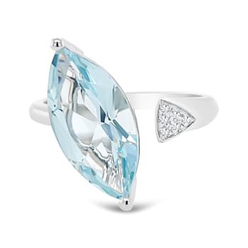 18K White Gold Aquamarine and Diamond Ring 3.31ctw