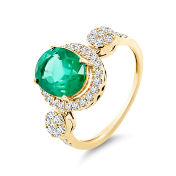 14K Yellow Gold Emerald and Diamond Ring  2.36ctw