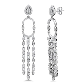 18K White Gold Fringe Drop Diamond Earrings 2.43ctw