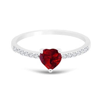 14K White Gold Garnet and Diamond Ring .73ctw