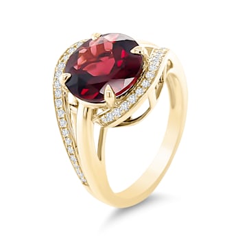 18K Yellow Gold Garnet and Diamond Ring 3.95ctw