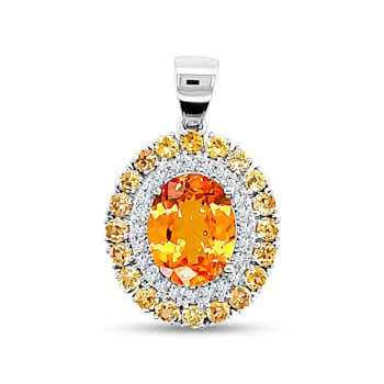 14K Yellow Gold Spessartite and Diamond Pendant