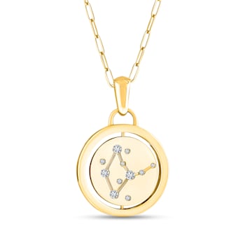 14K Yellow and White Gold Virgo Zodiac and Constellation Rotary Pendant