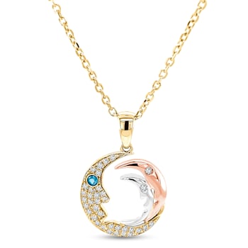 14K Yellow Gold Moon Diamond Necklace