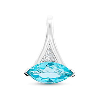 18K White Gold Apatite and Diamond Pendant 1.62ctw