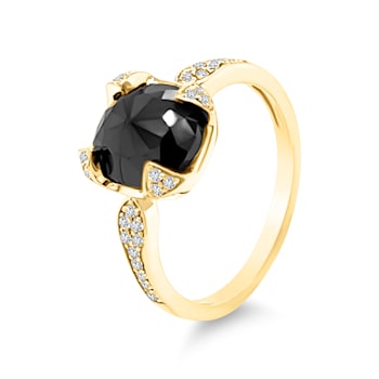 Gold Black Cushion Shape Diamond Ring