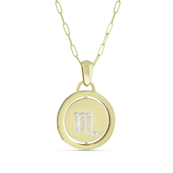 Yellow gold Plate over Sterling Silver Scorpio Zodiac Constellation Pendant